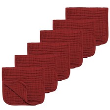 Muslin Solid Burp Cloths 6 Pack 18x10 Inch Cotton Soft Absorbent Red Baby