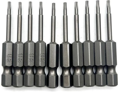 10 Piece 50mm Long 1/4 Inch Hex Shank T7 Torx Head Magnetic Screw Driver Bit ...