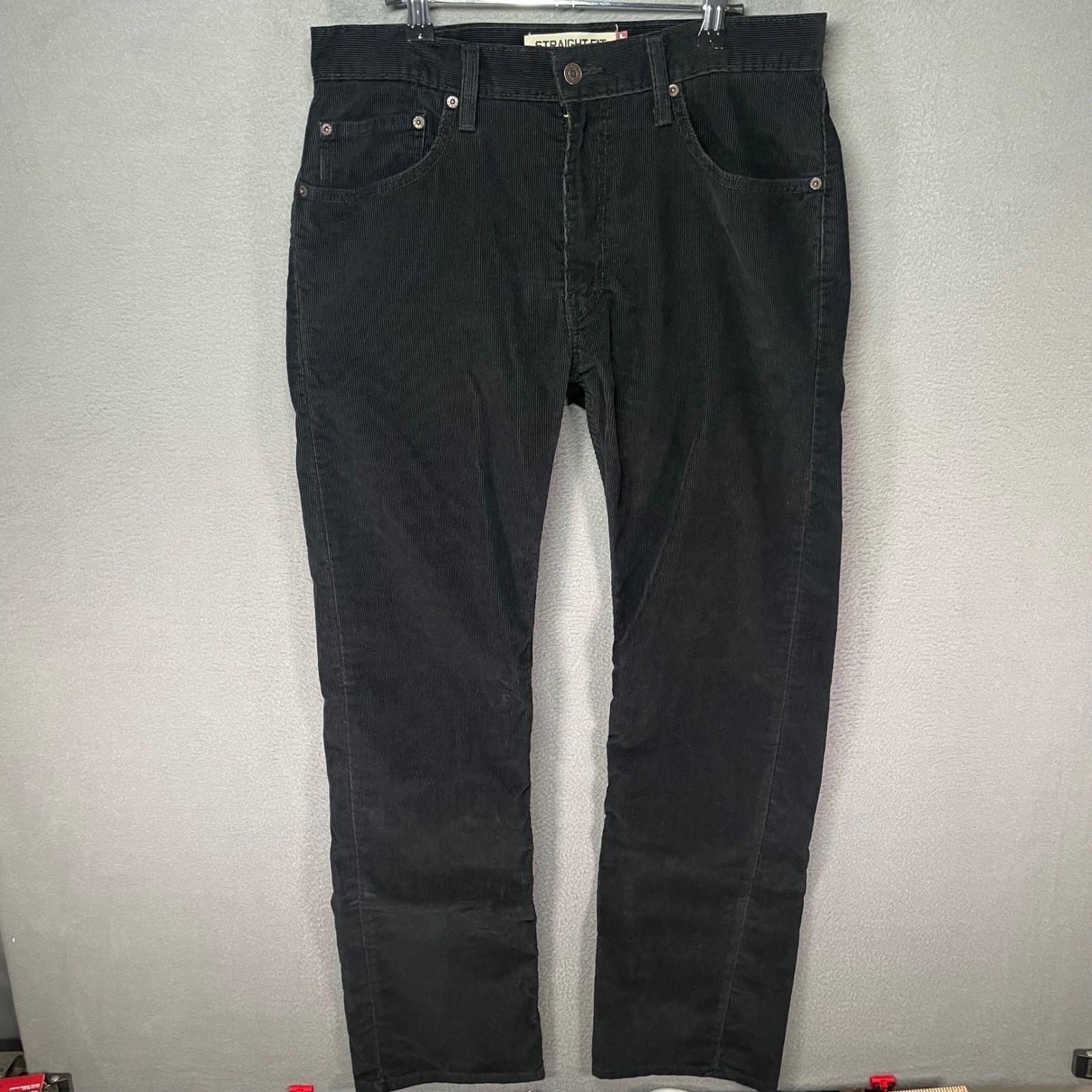 Levis 505 Corduroy Pants Mens 32x32 Black Straight Fit Zip Fly