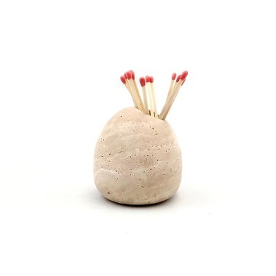 100% Travertine Toothpick Holder | Match Holder | Cute Beige Match Jar | Matc...