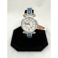 Fossil Womens Silver Blue Adjustable Bracelet Watch w/Tags and New Battery