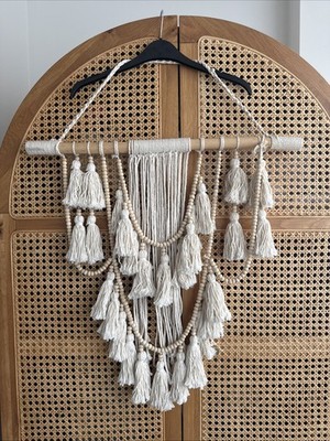 Großer Makramee Wandbehang 60x60cm Boho Chic Webteppich Boho Wanddeko Cott