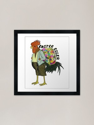 Retro Ostereier Hahn gerahmt ein gerahmtes Wandbild Poster Leinwanddruck Bild