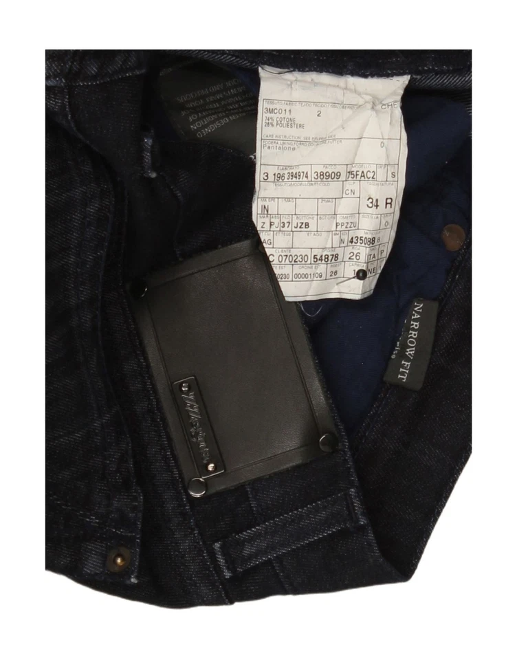 Z ZEGNA Mens Narrow Fit Low Waist Slim Jeans W34 L36 Navy Blue Cotton DR41 - Image 3 of 4