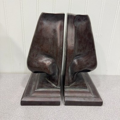 ENT Bookends Pair C2C Design Nose Vintage 1990s Pop Art Decor Book Bronze Look