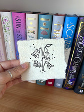Mini Black Ink Floral Harebell Lino Print on Handmade Paper,