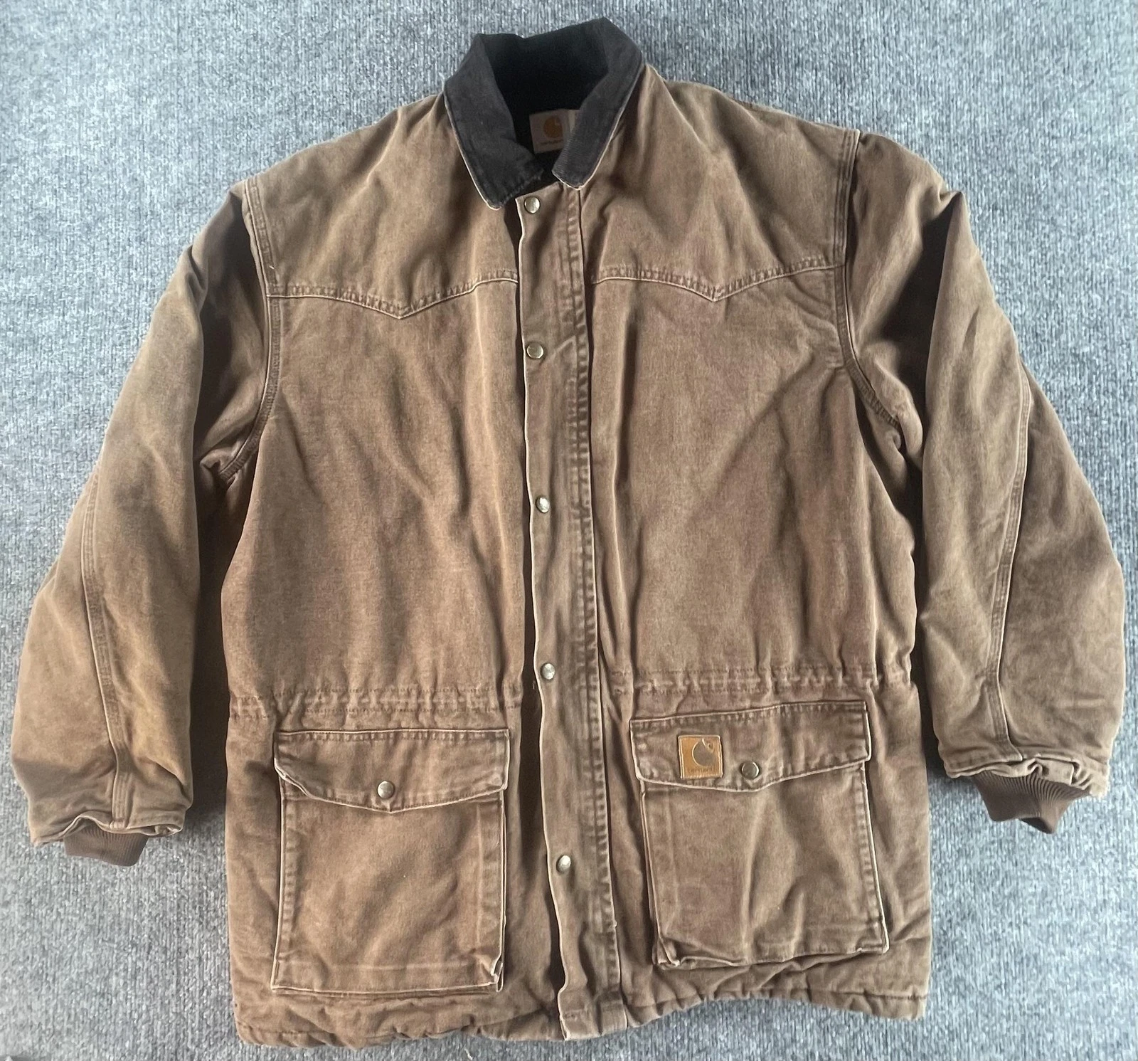 Carhartt Jacket Mens XLT Brown Insulated Work Full Zip Quilted Lined Made USA