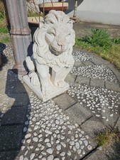 Löwenfigur Garten Löwe Skulptur Gartenfigur Statue Torwächter Stein Optik 