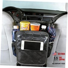 Car Purse Holder Between Seats, PU Leather Front Seat Storage Bag with Tissue