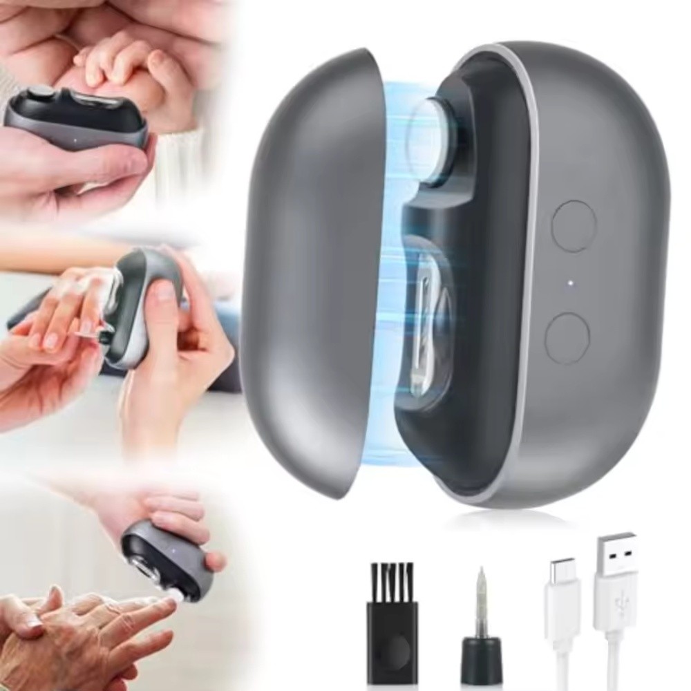 3 in 1 Electric Nail Clippers Thick Nails Trimmer Dual-Speed Rechargeable W/ LED