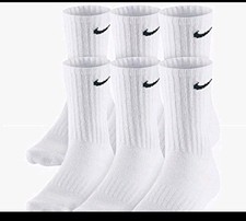 Nike Men's Crew Socks, White Solid Logo, Size L, 6-Pair Pack