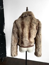 Veste Femme River Island Carmel Beige Taille 8 - Col Détachable En Fausse Fourrure, Neuf Sans Étiquette