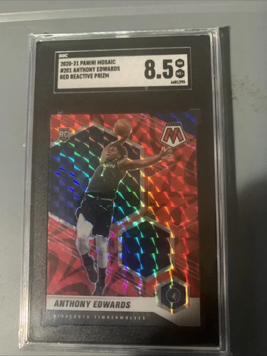 2020-21 Panini Mosaic Rookie RC Anthony Edwards Red Wave Prizm SGC 8.5