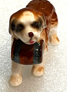 VINTAGE / SAINT BERNARD Dog - Hand Painted PORCELAIN Figurine / VG Cond No Chips