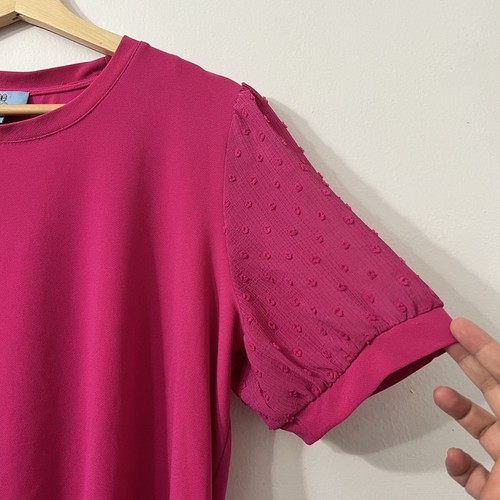 Blusa Top CeCe Para Mujer Rosa L Manga Corta Preppy Oficina Carrera Barbiecore - Imagen 2 de 8
