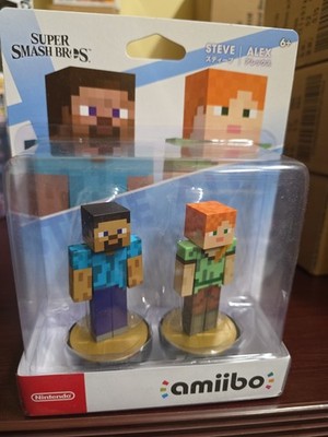 Nintendo Amiibo STEVE + ALEX Set Super Smash Bros Figure Minecraft