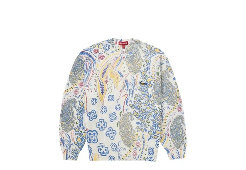 Pull cachemire imprimé suprême blanc moyen neuf SS24