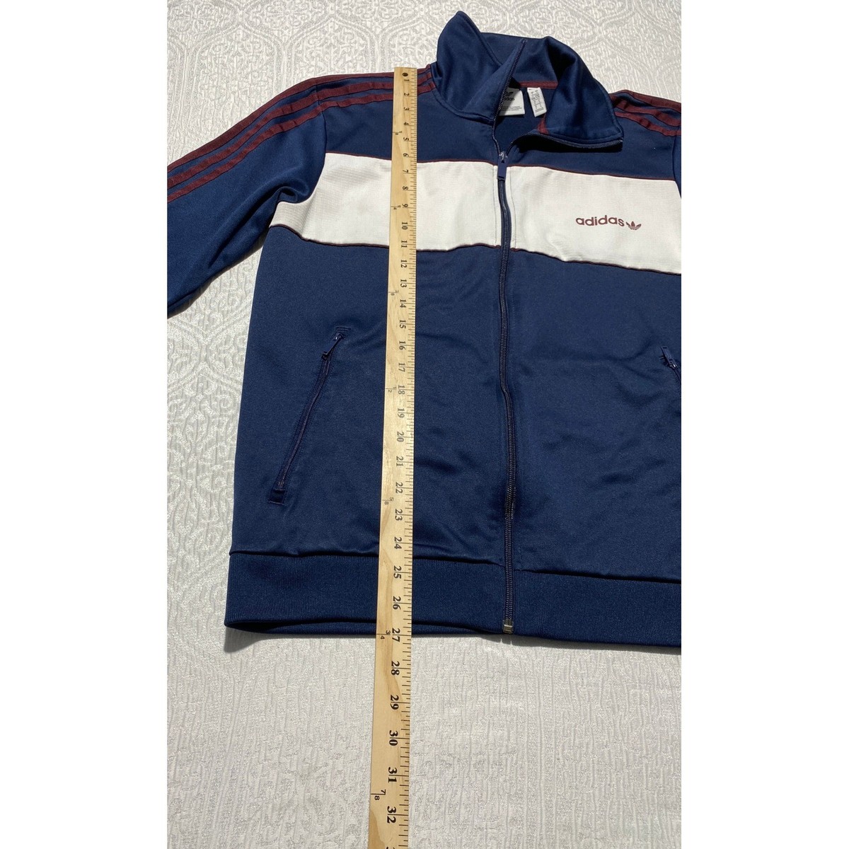 Adidas Originals Mens Track Jacket Navy Blue White Burgundy Full