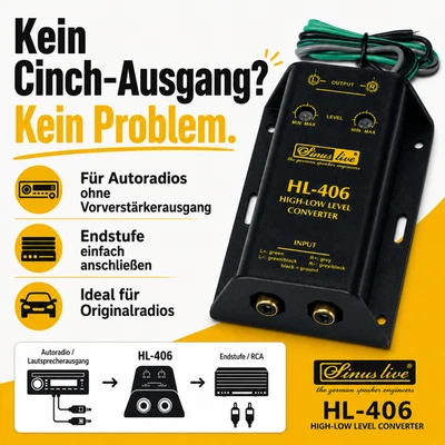 Sinuslive HL-406 High/Low-Level-Converter - Radio Lautsprecherkabel auf Cinch - Bild 1 von 4