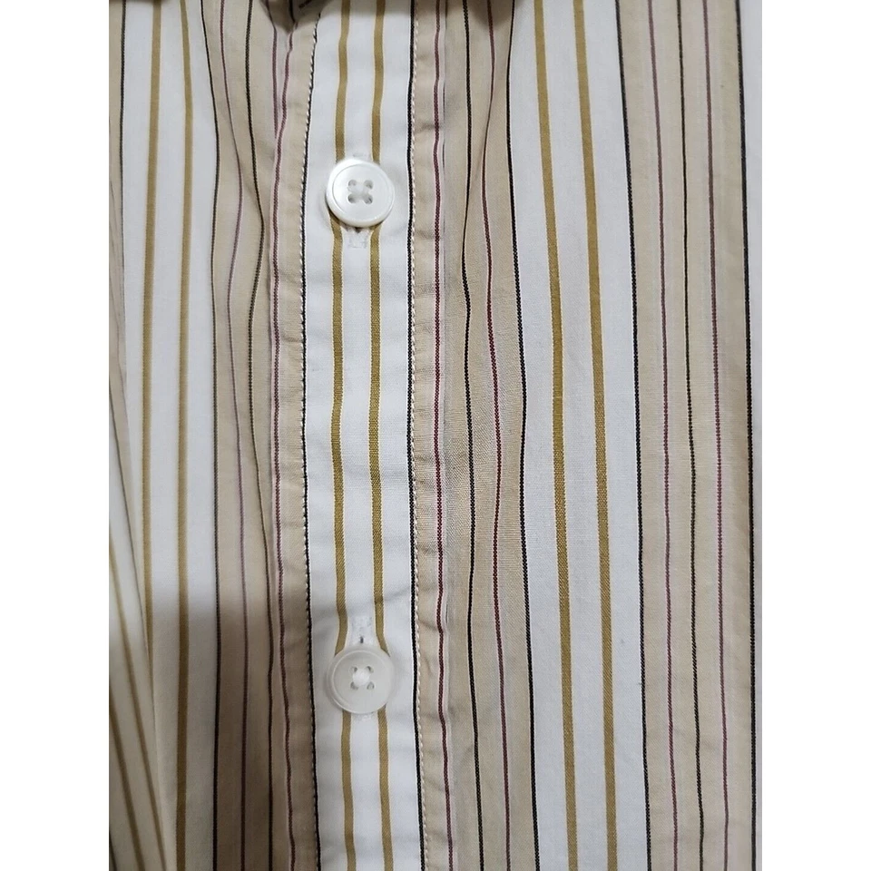 Camisa de vestir rosa Thomas para hombre 15/38 marrón blanco a rayas nueva sin etiquetas Foto 3 de 4