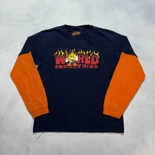 Vintage World Industries Flame Long Sleeve T-Shirt Kids Youth M Skate JNCO Y2K