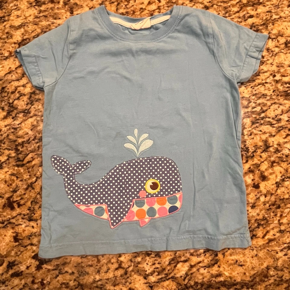 Mini Boden Girls 5-6 Wale Shirt Short Sleeve Blue Colorful Poke Dots   - Image 2 of 4