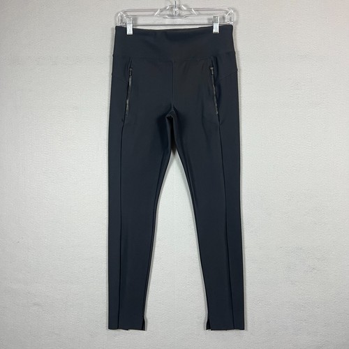 Athleta Stellar Tight Pants Womens S Black High Rise Zip Pockets Split Hem
