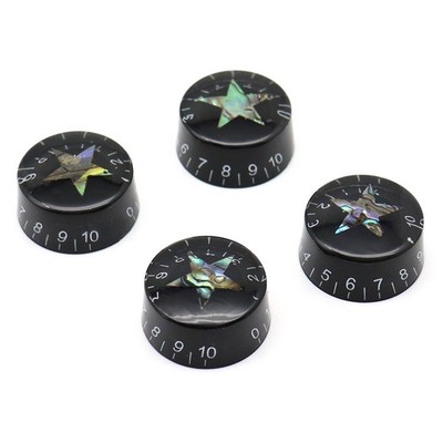4Pcs Acrylic Guitar Knobs Speed Volume Tone Control Knobs Black Abalone Star