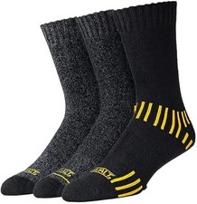 New Dewalt Heavyweight Cotton Blend Work Crew Boot Socks Black 3 Pack DXSC150