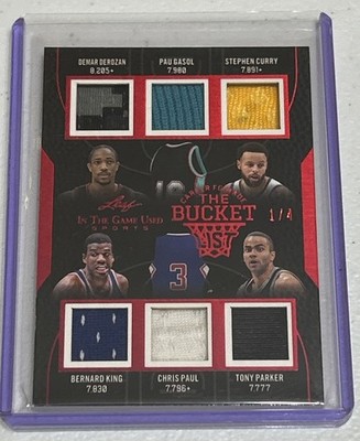 2024 Leaf in the Game Used Sports Bucket List Red Holo Curry, Gasol, Paul # 1/4