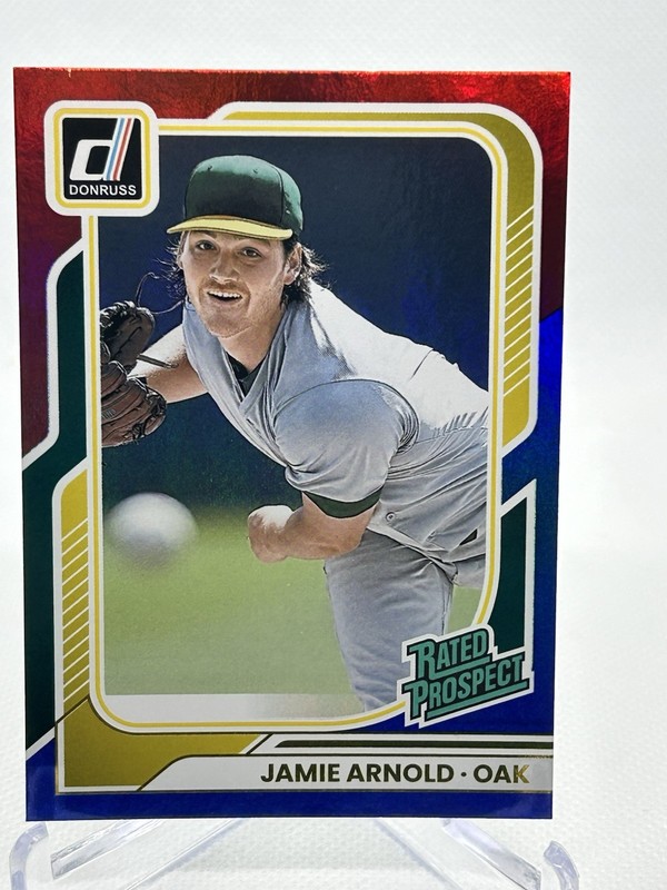 2026 Panini Donruss Jamie Arnold Rated Prospect #140 Red Blue