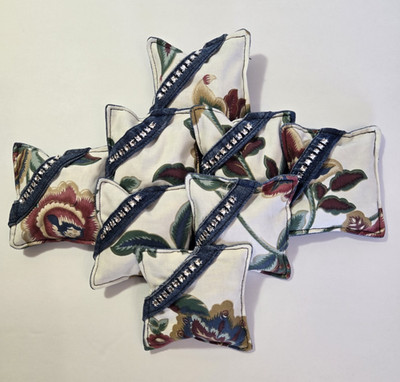 Handmade Fabric Sewing Weights Set of 8- Floral with Bling Strap- Desk Fidgets