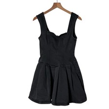ASOS Washed Black Denim Sleeveless Pleated Mini Dress Women's Size 6