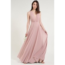 Jenny Yoo Ryan Whipped Apricot Long Chiffon Bridesmaid Dress Deep V Flowy Skirt