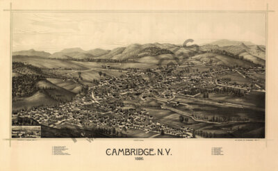 Panoramic Map of Cambridge NY 16x24