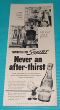 1953 PRINT AD~SQUIRT SODA POP BOTTLE Playing Golf Clubs Clubhouse