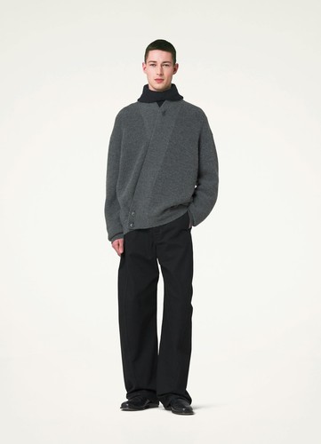 Lemaire Neutral floral grey wrap diagonal button knit cardigan sweater - 第 8/21 張圖片
