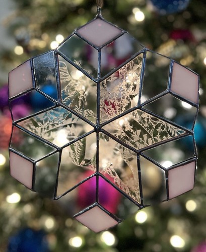 Large Stained Glass Snowflake 8” - Picture 2 of 4