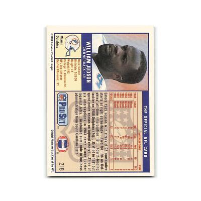 William Judson 1989 Pro Set #218 Miami Dolphins Football Card NM