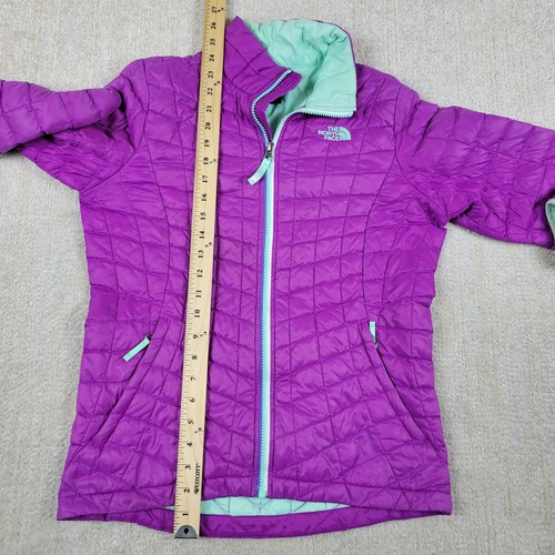 The North Face Puffer Jacket Youth Girls L Purple Full Zip Quilted Thermoball - Picture 5 of 19
