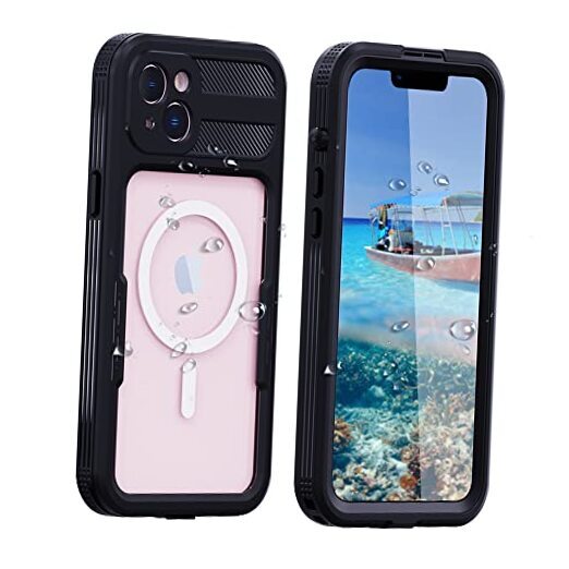 iPhone 14 Plus Waterproof Case with iPhone 14 Plus Case 6.7 inch Black-Clear
