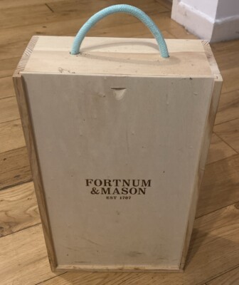 Fortnum & Mason Flaschenkasten Holz zwei Flaschen Präsentationskoffer Aufbewahrung sehr guter Zustand