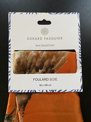 Gerard Pasquier Silk Scarf 90x180 cm orange, brown | eBay