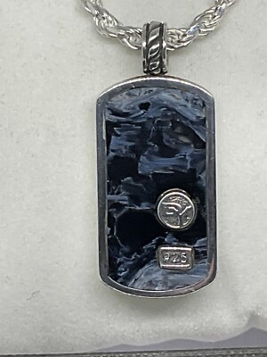 David Yurman Pietersite XL 35MM Dog Tag Pendant, With 22