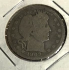 1903 BARBER QUARTER DOLLAR VG NICE ORIGINAL COIN  EVEN WEAR