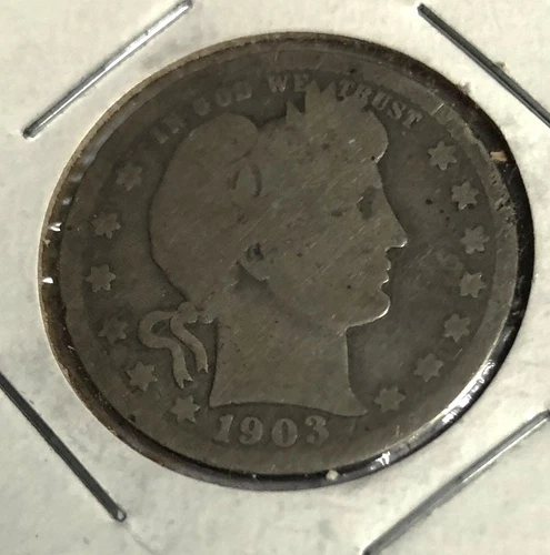 1903 BARBER QUARTER DOLLAR VG NICE ORIGINAL COIN  EVEN WEAR