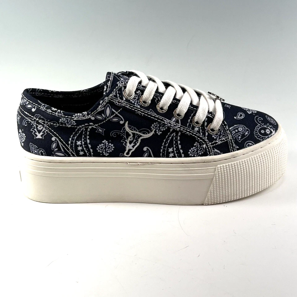 Windsor Smith Ruby Platform Fashion Sneakers Paisley Blue Womens Sz 5 US 36 EU - Image 4 of 4
