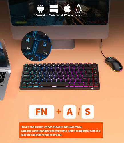 75% RGB Triple Mode Keyboard 84 Hot Swappable Bluetooth Wireless Gamer Keyboard - 第 6/27 張圖片