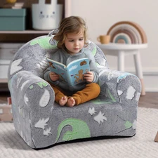 VEVOR Toddler Chair Glow in the Dark Plush Baby Chair Playroom Furniture Grey