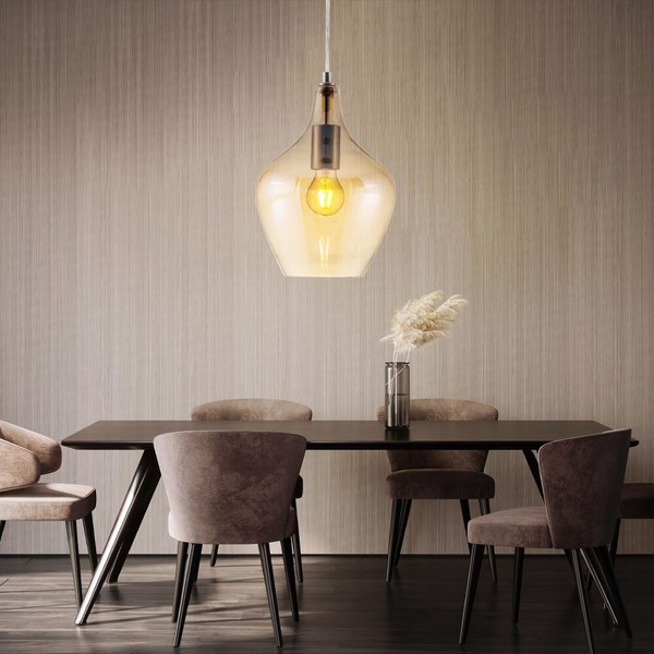 Led Pendel Decken Lampe Modern Schlaf Zimmer Beleuchtung Glas HäNge Leuchte-image